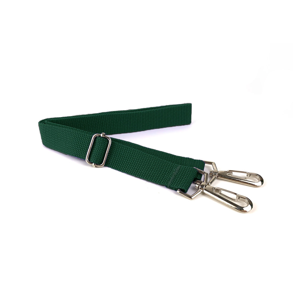 Harlequin Safety Library Bag Strap displaying Green with clips to attach to D-Ring and adjustable strap 