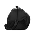 Black Sports Bag side view with adjustable shoulder strap, zip pockets and shoe space. 