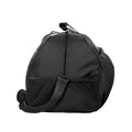 Harlequin Sports Bag in Black side angle displaying carry handles, top zip compartment, front lower zip compartment and shoulder strap with shoe pocket
