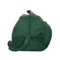 Green Sports Bag side view with adjustable shoulder strap, zip pockets and shoe space. 