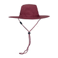 Harlequin Wide Brimmed Hat in Maroon displaying wide brim, padded cotton sweatband and cord with slide toggle