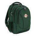  Green ergonomic backpack with spinal support, three compartments, padded laptop pocket, phone pocket, water bottle holder, and D-ringÑdesigned for comfort and style and Worongary State School logo