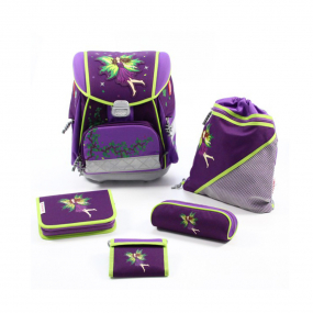 Step-by-Step purple fairy bundle showing Backpack, wallet, pencil cases and gym bag