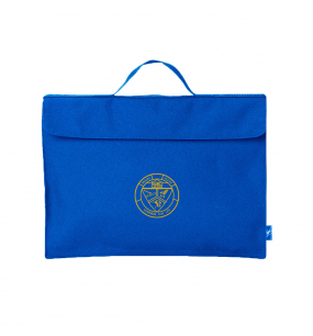 Harlequin Premier Library Bag in Royal displaying carry handle and velcro pocket opening front view