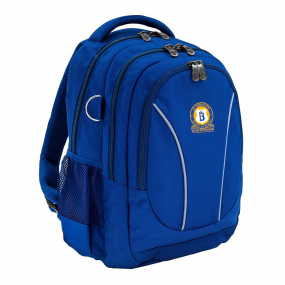 Harlequin Anatomic Tuff-Pack backpack front angle in black with Parramatta High logo